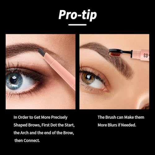 USHAS 2 Pcs Eyebrow Pencil - Eyebrow Pencil with Brush 2-in-1 Dual-Ended EyeBrow Pencils for Women, Eyebrow Makeup Shaper and Filler, Last All-Day and Waterproof (03, Pack of 2)