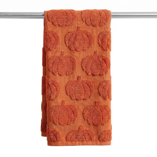 Peryiter Fall Hand Towels Set 3D Pumpkin Jacquard Rust Orange Autumn Decor