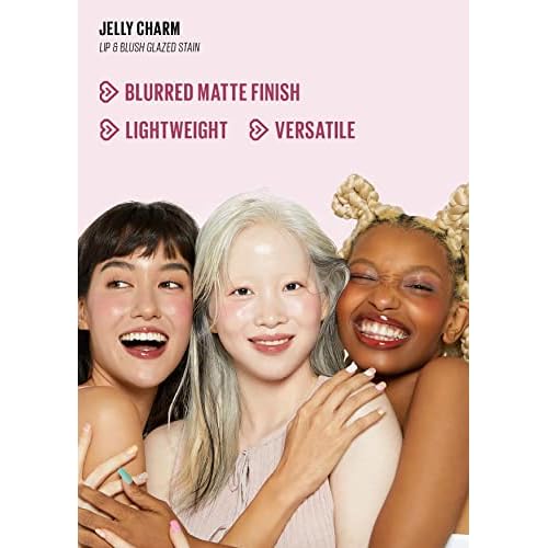 Kaja Lip & Blush Glazed Keychain Stain - Jelly Charm 05 Peach Fizz + Lip Gloss - Gloss Shot 01 Crystal Clear, 0.14 Fl Oz Bundle
