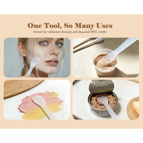 100 PCS Cosmetic Spatulas, 7 Colors ? Reusable Hygienic Makeup Scoop for Face Masks, Creams & Skincare, Flexible PP Tool for Mixing, Sampling, DIY, Salon & Travel 4.88'' x 1.06"