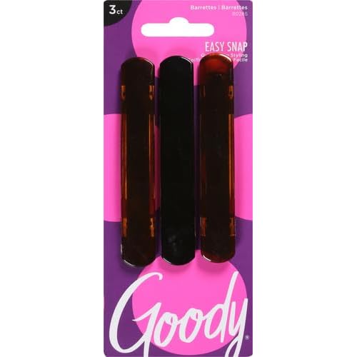 GOODY Classics Rounded Hair Barrette, Black & Tortoise, 3 Count