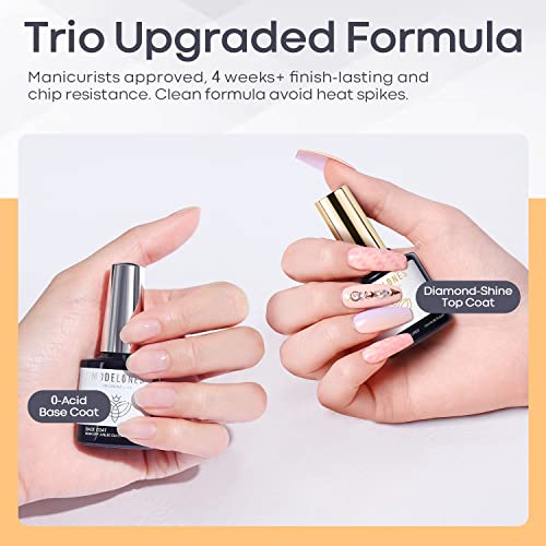 Modelones No Wipe Gel Top and Base Coat Set - Long Lasting 2-Piece Kit