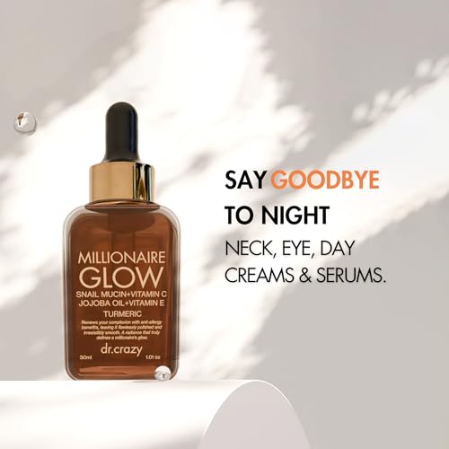 Dr. Crazy Millionaire Glow Vitamin C Serum for Face - Hydrating Glow Up Serum With Turmeric, Niacinamide, Hyaluronic Acid, Snail Mucin & Vitamin E - Fades Dark Spots & Evens Skin Tone ? 30ml