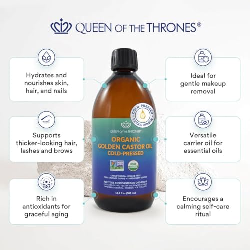 Queen of the Thrones Organic Castor Oil - 16.9oz Pure & Hexane-Free