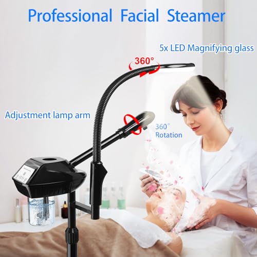 Professional Facial Steamer with 5X Magnifying Lamp