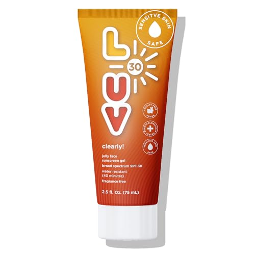 L-UV clearly! SPF 30 Jelly Face Sunscreen, Invisible & Lightweight, Broad-Spectrum UVA/UVB Protection, Sensitive Skin Safe, Fragrance-Free, Hydrating with Ceramides & Pomegranate Seed Oil, 2.5 Fl Oz