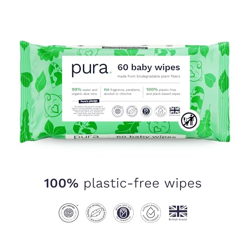 Pura Natural Baby Wipes 99% Water, 10 Pack (600 Wipes)