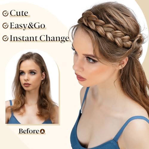 CJL HAIR 2-Pack Braided Headbands with Elastic – Hand-Woven Hair Hoops