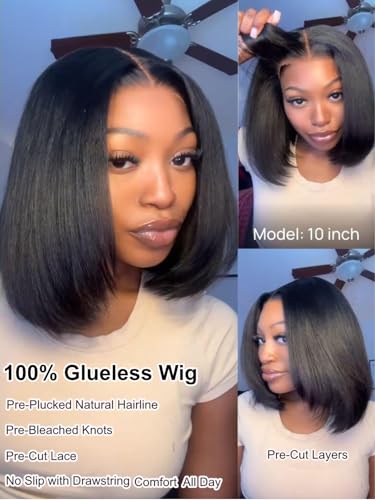 UNICE 7X5 Lace Part Glueless Human Hair Bob Wig 10inch