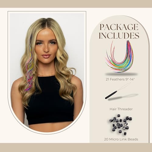 Rainbow Tie Dye Feather Hair Extensions – 21 Real Rooster Feathers