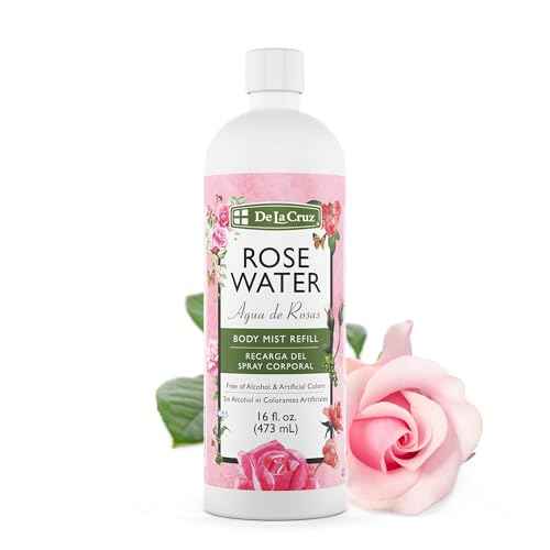 De La Cruz Pure Rose Water Body Mist,Rosewater Spray for Face, Skin & Hair, Rose Toner & Rose Water for Hair Alcohol Free, Paraben Free 16 fl oz (1 Bottle)