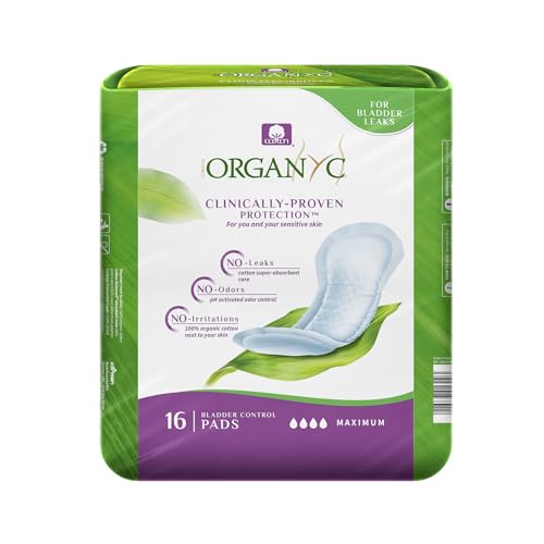 Organyc 100% Organic Cotton Incontinence Pads - Maximum Flow, 16 Count