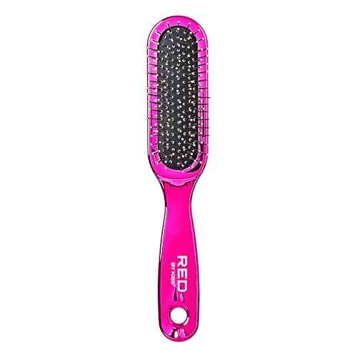 RED by Kiss Anti-Static & Anti-Frizz Wig Brush with Stainless Steel Knot-Free Bristles for Easy Detangling, Smooth Hair & Wigs Without Breakage or Snagging (Mini)