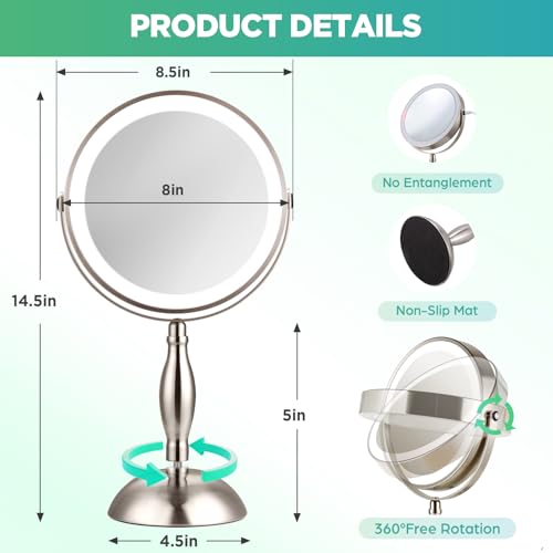 20x Magnifying Makeup Mirror with Light - DASLAVA 3-Color Modes