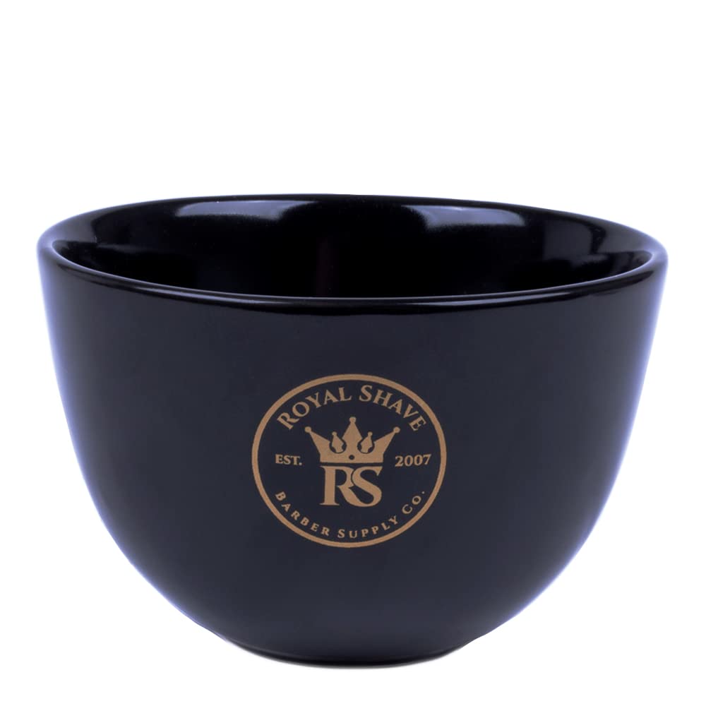 ROYAL SHAVE Ceramic Textured Shaving Bowl – Shave Soap & Shaving Cream Dish, Textured for Rich Lather – LARGE (Black)
