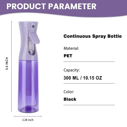 Continuous Fine Mist Spray Bottle 10oz - Hair, Plants, Skin Care