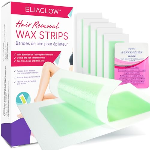 Wax Strips Hair Removal: 60 Body Waxing Strips Dual Sides & 4 Calming Oil Wipes for Women & Men - Brazilian Wax Kit At Home for Face, Legs, Arms, Chest, Bikini - Hypoallergenic for All Skin