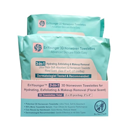 EnYounger 3-in-1 Makeup Removal Wipes - 50 Count Twin Pack