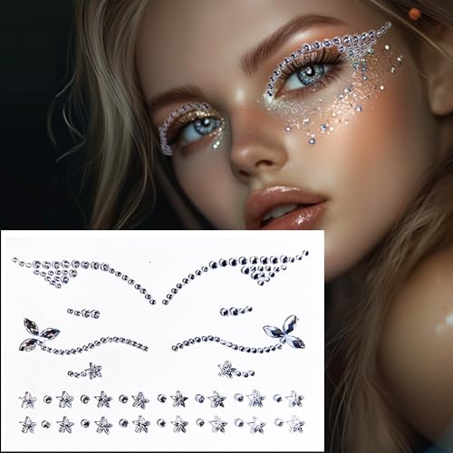 Rhinestone Eyeliner Gems Face Jewels - Festival Stickers (2-Pack)