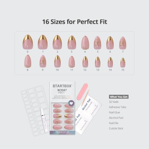 BTArtbox Press On Nails Almond Spill the Tea 32Ct 4-Week Wear