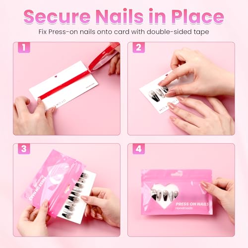 BQAN Press-On Nail Bags 50pk with Insert Cards & Tape