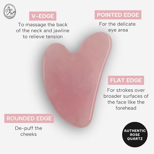 Mount Lai Rose Quartz Gua Sha Facial Tool ? The Stone of Graceful Radiance ? 100% Genuine Rose Quartz Stone Face Sculpting Tool for Lymphatic Drainage, Puffiness Reduction & Graceful Beauty
