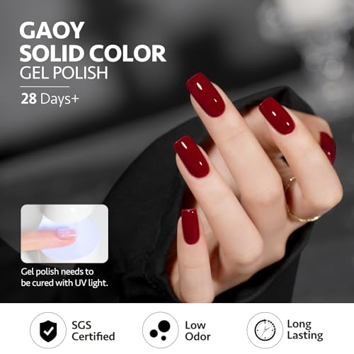 GAOY Burgundy Red Gel Nail Polish 16ml Soak Off UV LED Cure at Home