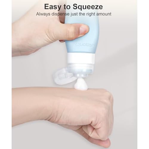 Quatish Travel Bottles for Toiletries 6 Pack, Original Patented Leakproof 3 oz Tsa Approved Travel Size Containers, BPA Free Silicone Shampoo and Conditioner Bottles, Camping Essentials, Black