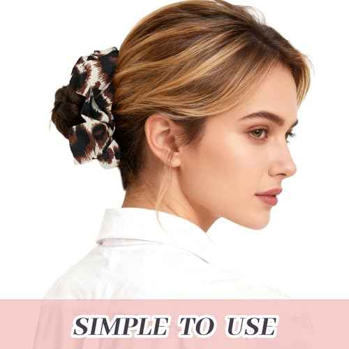 5Pcs Leopard Satin Scrunchies for Women, Softer Than Silk Scrunchies, Fashion No Crease Hair Ties for Thin Thick Hair,Soft Hair Bands No Damage for Girls, Ideal Gifts for Women (Set 4)