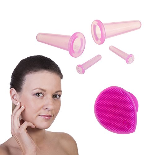 Face Cupping Set - 5 Silicone Cups for Anti-Aging Facial Massage
