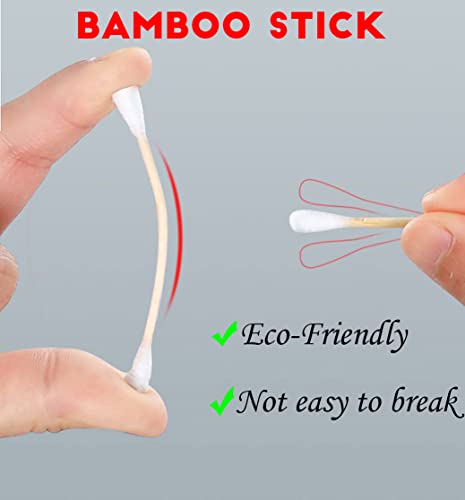 1000 Organic Bamboo Cotton Swabs - Biodegradable Ear Buds