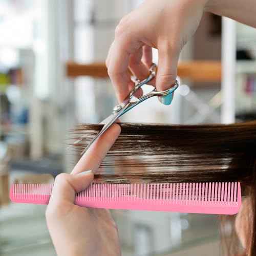 Boao 6 Pieces Tapered Comb Carbon Fiber Salon Hairdressing Fine and Wide Tooth Comb Heat Resistant Tapering Barber Stylist Cutting for Men Women(Pink)