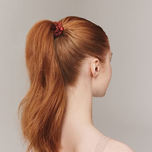 Slip Silk Auburn Skinny Scrunchies Set of 4 – Mulberry Silk Hair Ties Anti-Damage