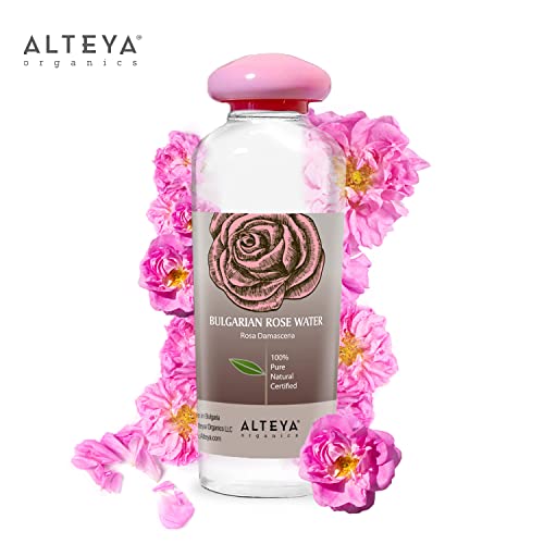 Alteya Organics Rose Water Natural Facial Toner, 8.5 Fl Oz/250mL Pure Bulgarian Rosa Damascena Flower Water, Award-Winning Moisturizer BPA-Free Bottle with Reducer