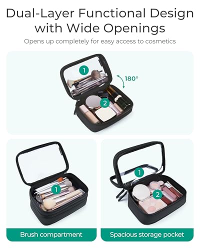 BAGSMART TSA-Approved Clear Makeup Bag with Handle - Large Travel Toiletry Organizer