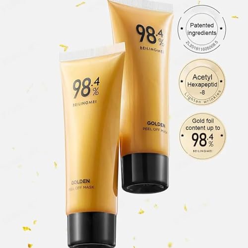 NEWUREHO 3 Pack 98.4% Gold Peel Off Facial Mask, Golden Exfoliating Mask for Blackhead and Pore Cleansing, Gold Foil Tear off Mask Anti-Aging Anti-wrinkle Reduces Fine Lines and Deep Cleansing