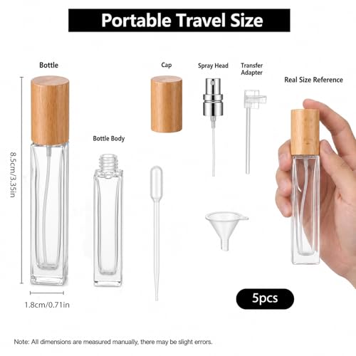 5Pc Travel Perfume Atomizer Bottles 10ml Refillable Leak-Proof