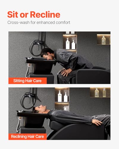 Wall-Mounted Shampoo Basin for Hair Salons, Black ABS Hairdresser Sink