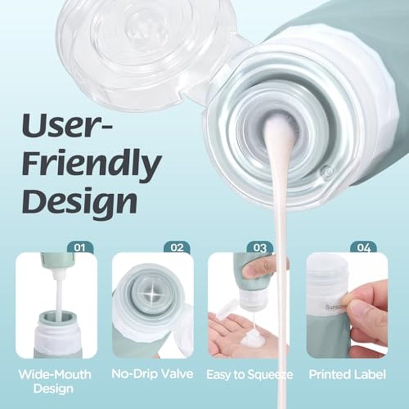 6-Piece TSA Approved Travel Toiletries Bottles Set