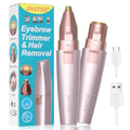 Eyebrow Facial Hair Remover - 2 in 1 Rechargeable Eyebrow Trimmer and Facial Hair Removal for Women, Painless Electric Hair Removal Device with LED Light for Face Eyebrows Peach Fuzz Lip Body