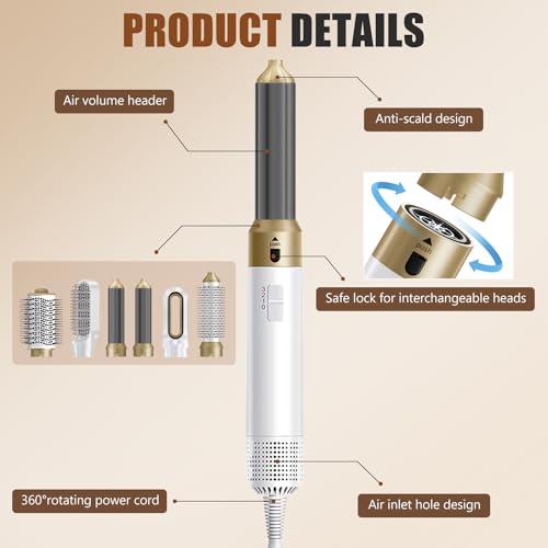 6-in-1 Hot Air Brush Styler with Ceramic Technology, 1000W