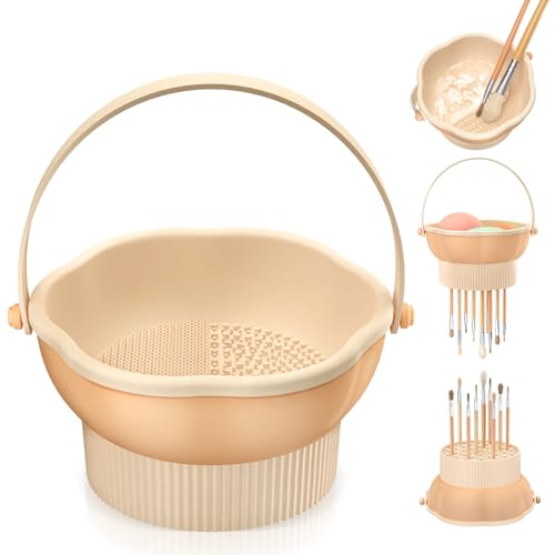 Silicone Makeup Brush Cleaner Mat – 3-in-1 Cleaning & Drying Bowl