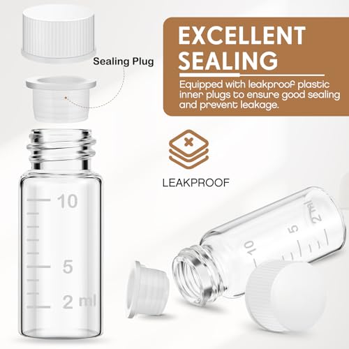 Baderke 4 Pc 10ml Glass Medicine Bottles with Leak-Proof Plugs