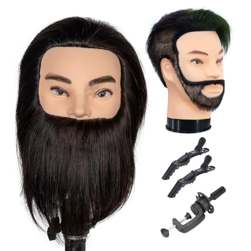 Eumos 12" Barber Mannequin Head with Human Hair & Beard