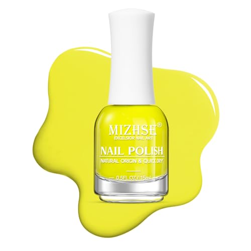 MIZHSE Quick Dry Neon Yellow Nail Polish 15ml