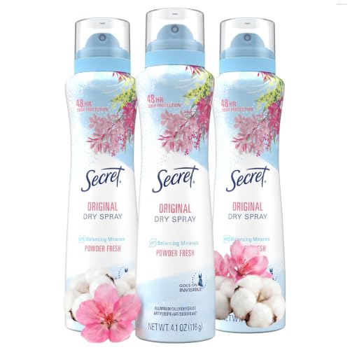 Dry Spray Antiperspirant Deodorant for Women - 48hr Odor Protection, Powder Fresh, 4.1 oz (Pack of 3)