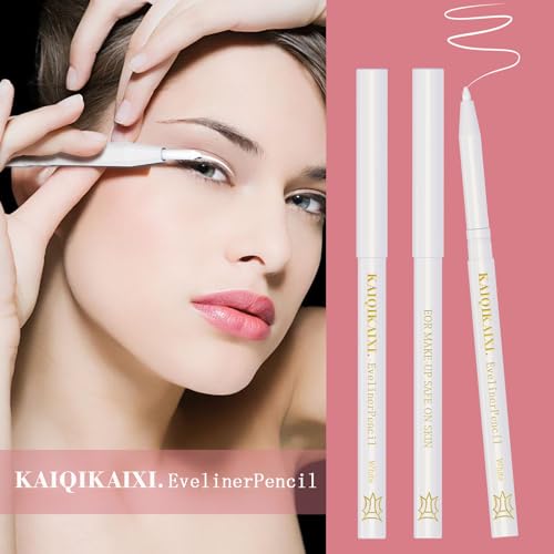 12Pcs White Eyeliner Pencils Professional Use as Highlighter,Lip Line Pen Long-lasting Nice Color Eye Brow Gel Pen Makeup Brow Tint Pencils Beauty Makeup Tools