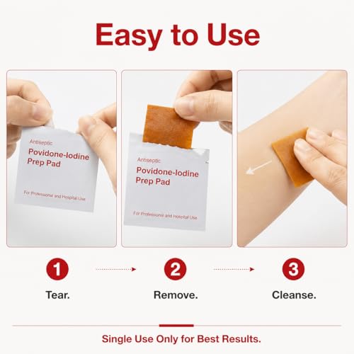 200 Pack Povidone Iodine Prep Pads - 10% Solution Individually Wrapped