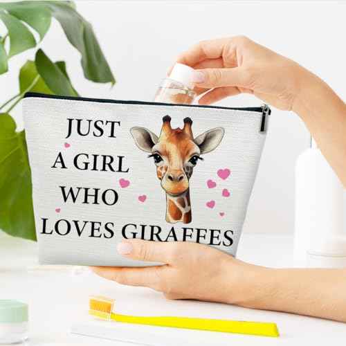 Giraffe Decor Makeup Bag, Gifts For Women, Just A Girl Who Loves Giraffe, Birthday Christmas Graduation Friendship Gifts For Animal Lovers Her Friends