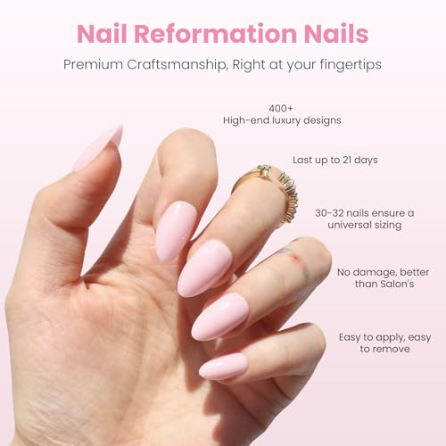 Soft Pink Short Almond Press-On Nails - 32 Piece Reusable Kit